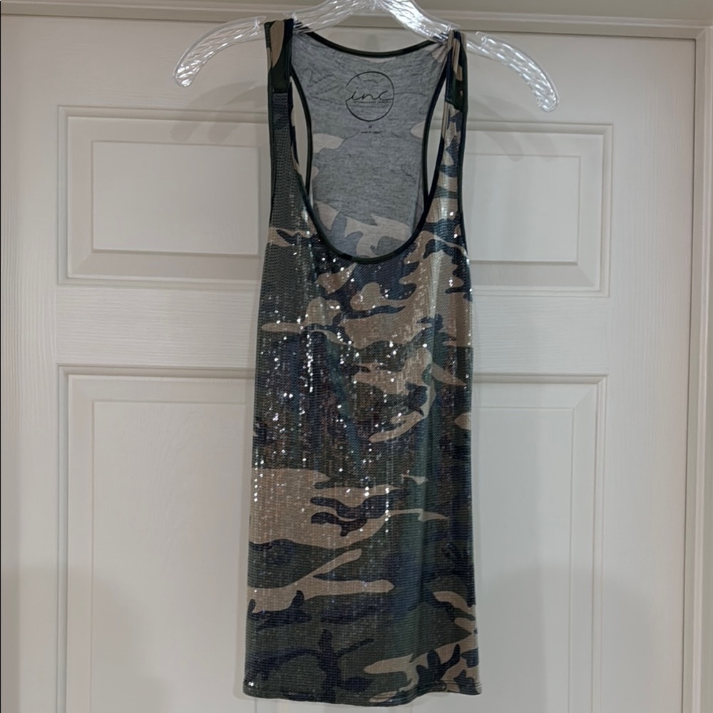 INC International Concepts Green Sequin Tank Top
